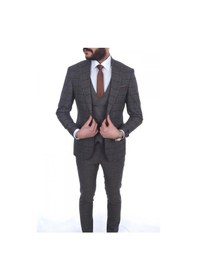 Resim Jan Carlucci Slimfit Yelekli Drop 6 Takım (476562242) Açık Kahverengi 