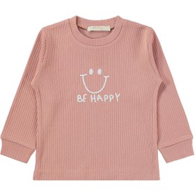 Resim Minidamla Gülen Yüz Baskılı 1-7 Yaş Pijama Takımı - Pembe - Gül Kurusu / 5-6 Yaş 