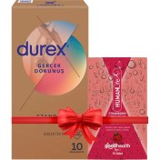Resim Durex Gerçek Dokunuş Ultra Kaygan Prezervatif 10'lu + Humanlife 5 gr x 10 Çilek Aromalı Jel Lubricant 