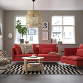 Resim IKEA Kırmızı Konforlu Kanepe - 3'lü Kanepe 