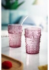 Resim Akrilik Mürdüm Sürahi 2,3 Lt Ve 6'lı & Su Meşrubat Kahve Yanı Bardağı 400 Ml Seti Çok Renkli 