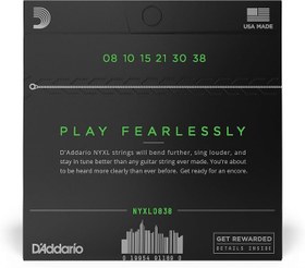 Resim D'Addario Nyxl0838 Elektro Gitar Tel Seti, Extra Super Light, Nickel- 