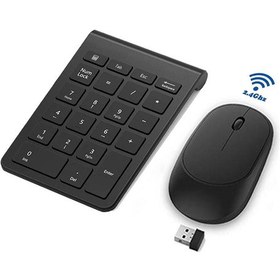 Resim 2.4g Kablosuz Klavye Fare Kombosu Finansal Muhasebe Ofis Klavye Fare Seti 22 Tuşlu Kablosuz Sayısal Klavye + Kablosuz Fare 