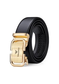 Resim William Polo Williampolo Elit Hakiki Deri Metal Gold Tokalı Erkek Kemer Siyah 