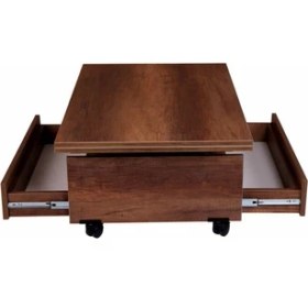 Resim Evistro Akıllı Sihirli Kademeli Laptop Sehpa Yemek Masası Sehpa 2 Çekmeceli Ceviz 