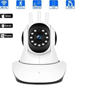 Resim Qasul Kablosuz Wifi Bebek İzleme Ip Kamerası 3 Antenli Gece Görüşlü Harekete Duyarlı Güvenlik Kamera 