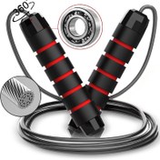 Resim Ayarlanabilir, Kaymaz Tutma Saplı Atma İpi - Evde Fitness Eğitimi, Yağ Yakma ve Şekillendirme için İdeal, Ekstra Ayak Bilekleri ve Bilek Desteği Dahil 