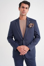 Resim Efor Comfort Fit Çift Yırtmaç Pamuk Karışım Dokulu Lacivert Blazer Ceket C 722 