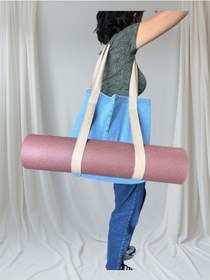 Resim Spor Ve Casual Kullanım İçin Denim Yoga Matı Bölmeli Çanta / El Yapımı & Dayanıklı Mavİ 