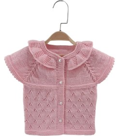 Resim Aykır ı Bebe Aykır-ı Bebe El Örgüsü Pembe İncili Bebek Yeleği 