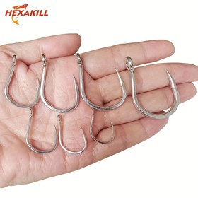 Resim 20'li Paket HEXAKILL Büyük Derin Deniz Balıkçılık Kancaları 1/0-11/0 - Ağır Hizmet Tipi Kalay Kaplama Çelik Üçlü Kanca (Marlin, Tonbalığı, Köpekbalığı) - Paslanmaz Tekne ve Açık Deniz Balıkçılığı Ekipmanı, Profesyonel Balıkçılar İçin 
