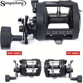 Resim Sougayilang 5.3:1 Dişli Oranı Baitcasting Balıkçılık Makarası - Sol/Sağ El Kullanımı, Metal Saplı Siyah Plastik Gövde, Değiştirilebilir Görüş Açısı, Tuzlu Su ve Trolling için Mükemmel, İki Elle Kullanıma Uygun Tasarım, Dayanıklı Balıkçılık Ekipmanı 