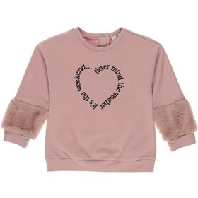 Resim Panço Kız Bebek Kolları Peluş Detaylı Nakışlı Sweatshirt 