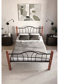 Resim Argimo Pasifik Çift Kişilik Ferforje Metal Karyola Siyah 160 x 200 