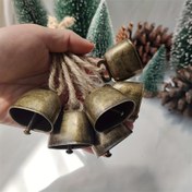 Resim 6'lı Çelik İnek Çanları ile İp, Noel, Cadılar Bayramı, Paskalya, Şükran Günü Dekorasyonları için Açık Yüksek Ses, Ağaç, Kapı, Evcil Hayvan Aksesuarı, Noel Çanları 