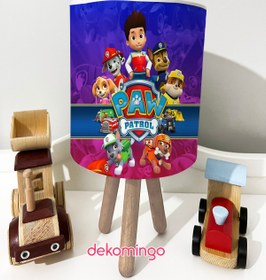 Resim dekomingo Mavi Kırmızı Paw Patrol Desenli Bebek Çocuk Odası Masaüstü Abajur 