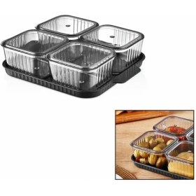 Resim İsmiyle Al 4 Bölmeli Akrilik Pratik Sızdırmaz Kapaklı Tepsili Kahvaltılık Seti 