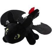 Resim Fortunelane 27cm Kuyruk Askılıklı Siyah Ejderha Plüş Oyuncak, Uçuş Simülasyonu Araba Dekorasyonu Figürü, Sıkıştırılmış Paket 