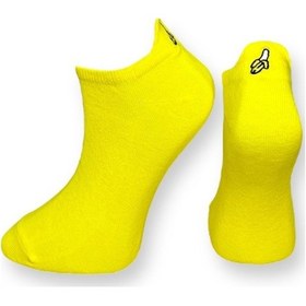 Resim Me-vo Tekli Sarı Renkli Bay/bayan Unisex Esnek Nem Alabilen Pamuklu Muz Desenli Patik Çorap Açık Sarı 