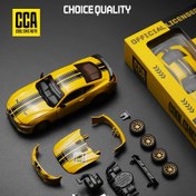 Resim CCA COOL CHIC AUTO 1:43 Ölçekli Alaşımlı Ford Mustang Model Kiti - Canlı Sarı Siyah Yarış Çizgileriyle, Geri Çekme Eylemi, Manuel Montaj Oyuncak Araba, Erkek Çocuklar İçin İdeal Doğum Günü Hediyesi 