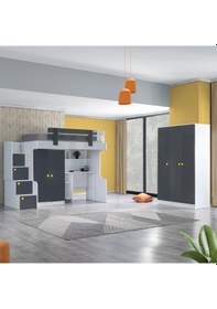 Resim Setaymobilya Metris Ranza 2 Kapaklı Dolap Masa + 3 Kapaklı Dolap + 1 Yatak 