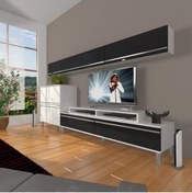 Resim Decoraktiv Ekoflex 8 Mdf Krom Ayaklı Tv Ünitesi Tv Sehpası - Beyaz - Siyah 