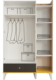 Resim Giallo Genç Odası, Dolap Karyola Şifonyer Komodin (504459674) Beyaz 