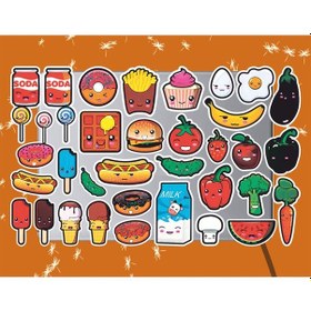 Resim Sevimli Besinler Temalı Sticker Seti Laptop Ajanda Pc Tablet Telefon Defter Etiket Bullet Journal Diğer 