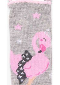 Resim Katamino Breeze Kız Çocuk Soket Çorap Balerin Flamingo Desenli Gri (1-2-9-10 Yaş) 