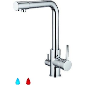 Resim Nephilim 5 Yıl Garantili Arıtmalı Krom Lüx Mutfak Evye Bataryası 3 Yollu Çift Su Girişli Su Tasarruflu 