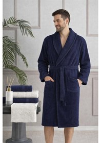 Resim Özdilek Branch Aile Bornoz Seti Krem-lacivert Renkli 