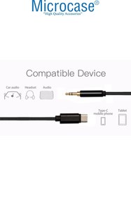 Resim Microcase Type-c To 3.5mm Konektör Aux Ses Kablosu 1m - Siyah 