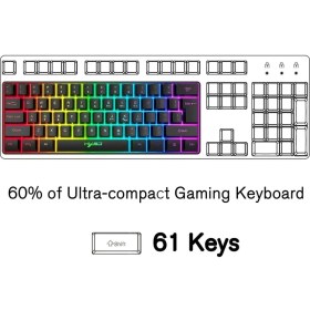 Resim vooka Trol Red Switch Mini Rgb Oyun Klavyesi Gaming Mekanik 62 Tuşlu 18 Rgb LED USB Type-C Kablo 