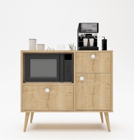 Resim Floradesign Fresh Kahve Köşesi / Çok Amaçlı Dolap / Airfryer Dolabı / Mutfak Organizeri Meşe 