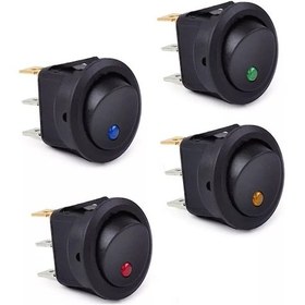 Resim 4 Adet 12v 20 Amper Nokta Işıklı 20mm Marin Anahtar 