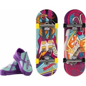Resim Hot Wheels Skate Retro Temalı Ikili Parmak Kaykay Ve Ayakkabı Çok Renkli 