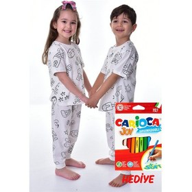 Resim Zuzunga En Sevimli Figürler Özel Kalemi İle Boyanabilir Çocuk Pijama Takımı 12'li Kalem Seti Beyaz 