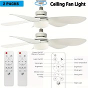 Resim 2 adet Akıllı LED Tavan Fanı Işığı Uzaktan Kumanda ve Hafıza Fonksiyonu ile, 42Cm/16, 5Inç Beyaz 5 Bıçaklı Tavan Fanı Işıklı, Mutfak, Yatak Odası, Depo ve Küçük Odalar için Uygun, 3 Rüzgar Hızı 3 Renk Ayarlanabilir, E27/E26 Taban, Mükemmel Ev Dekorasyonu, 30W 