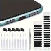 Resim Type-C/Lightning Portlu Cep Telefonu Temizleme ve Bakım Seti, Toz Tıkacı Bilgisayar Klavye Fırçası Hoparlör Koruma Sticker'ı İkili Paket 