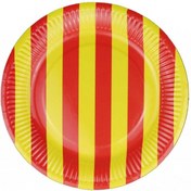 Resim Tabak Karton Çizgili Sarı Kırmızı 23 Cm Pk:8 +3 