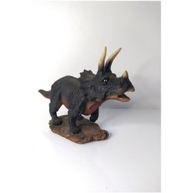 Resim Triceratops Dinazor Hayvan Biblo Heykel Ev Ofis Dekorasyon 3D Görünümlü 