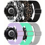 Resim Sunshine022 6lı Dalga Desenli Nylon Samsung Uyumlu Garmin Akıllı Saat Kayışı 20mm 6 Paket Siyah Beyaz Pembe 