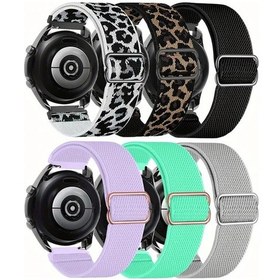 Resim Sunshine022 6lı Dalga Desenli Nylon Samsung Uyumlu Garmin Akıllı Saat Kayışı 20mm 6 Paket Siyah Beyaz Pembe 