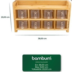 Resim Tier - Bambu Cam 8'li Baharatlık Seti Şeffaf 