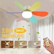 Resim 1 adet LED Akıllı Tavan Fanı Işığı, E26/E27 Taban Fanı Işığı Uzaktan Kumanda ile, Zamanlayıcı, 6 Bıçak, 3 Rüzgar Hızı, Ayarlanabilir Parlaklık ve Renk Sıcaklığı LED Işık, Yatak Odası, Mutfak, Oturma Odası, Depolama Odası, Garaj için Uygun 