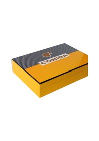 Resim Cohiba Sarı-gri Nokta Desenli Sedir Humidor Puro Kutusu - Tr8784 