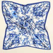 Resim 58.42cm Mavi ve Beyaz Çiçekli Kare Eşarp - Uyku Giyim, Çantalar, Bileklikler ve Atkuyrukları için Şık Polyester Saç Bandı - Partiler ve Dış Mekan Aktiviteleri için Mükemmel, Parti Aksesuarı | Şık Saç Bandı | Dokulu 