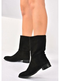 Resim Fox Shoes Siyah Süet Düz Taban Günlük Kadın Bot L726597702 Siyah-Süet 