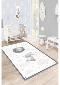 Resim West Home Makinede Yıkanabilir Kaymaz Taban Leke Tutmaz Yıldız Desenli Bebek Ve Çocuk Halısı Oyun Matı Wh 516 White Beyaz 