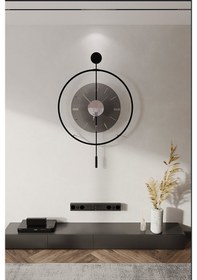 Resim MetaQuartz Aksesuar (Büyük Boy-50*75 cm) - Füme Camlı Luxry - Siyah Metal Saat 